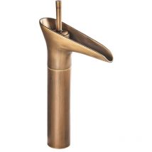 Robinet salle de bain Mitigeur lavabo haut antique en céramique Cuivre - Ideko