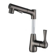 Robinet de salle de bain extractible, trois modes d'eau, rotatif à 360° et rétractable, mitigeur d'eau chaude et froide