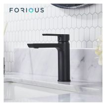 Forious - Robinet de Salle de Bain Mitigeur Lavabo Mousseur abs Monocommande en Laiton Dépoli Noir