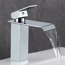 Robinet de salle de bain mitigeur de lavabo cascade – Robinet à levier unique avec réglage de l'eau chaude et froide, robinet en laiton massif sans