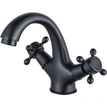 Retro Black Bathroom Faucet, Antique Brass, Two Handle Basin Faucet, Bathroom Faucet, Country House Mixer Tap, Brushed, for Bathroom(Without Hose)