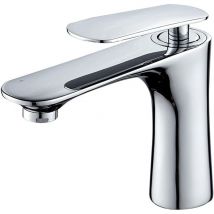 Robinet de salle de bain principal, robinet de lavabo de salle de bain moderne, robinet de lavabo monotrou en laiton, robinet d'eau chaude et froide