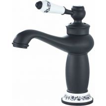 Stol - Robinet de salle de bain, Robinet de lavabo à poignée unique, Robinet de salle de bain en laiton chromé, Robinet de lavabo noir