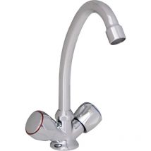 Sphera - Robinet d'évier traditionnel mural monotrou Chrome avec Deux poignées mod. Tito