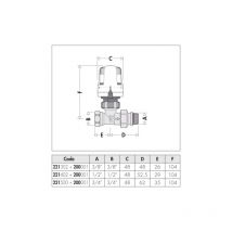 Caleffi - Robinet thermostatique avec raccords droits 3/4' sans joint 221500 3/4' sans joint en caoutchouc