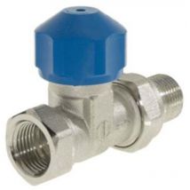 Robinet Droit Thermostatisable Mâle Femelle 1/2' (15/21) Avec Douille Écrou Ezowell (bleu) - Conecterm