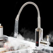 Robinet électrique 3000W Robinet de Chauffage Raccord évier, avec Affichage de la Température led et Robinet Rotatif 360° Chauffe-eau Instantané