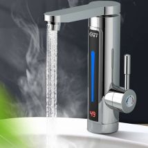 Robinet électrique en acier inoxydable Chauffe-eau chaude Salle de bain Cuisine Eau Smart Heater Robinet rotatif à 360° Avec led Affichage numérique