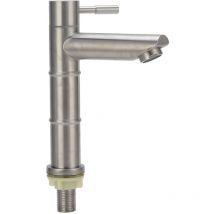 Rapanda - Robinet extérieur,Robinet d'évier en acier inoxydable en forme de bambou, robinet de lavabo d'eau froide, robinet d'eau brossé pour salle