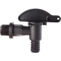 Robinet gros debit joint plat noir Ø26/34 pour récupérateur d'eau