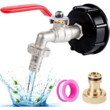 Robinet Laiton 1/2 S60X6 ibc- Raccord cuve Eau1000 L-Connecteur Cuve Filetage Grossier 3/4''-Robinet Recuperateur Eau De Pluie - Noir, Rouge, Gris
