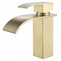 Trimec - Robinet Lavabo Cascade Doré Moderne Robinet Mitigeur pour Salle de Bain Eau Chaude et Froide Réglable-