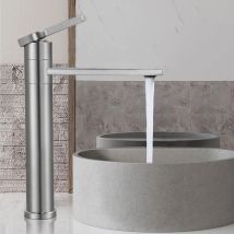 Ikodm - Robinet Lavabo Haut,Pivotant à 360° Mitigeur Lavabo à levier unique,Robinet Salle de Bain Réglable Chaud et Froid,Matt Brossé