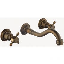 Lookshop - Mélangeur de lavabo mural rétro en bronze avec poignées croisées - Rome