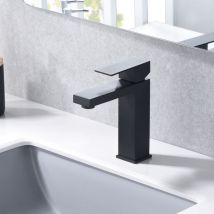 Sumerain - Mitigeur de Lavabo noir mat à Levier Unique, Robinet salle bain en acier inoxydable