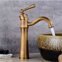Robinet Lavabo Rétro,Pivotant Robinet Salle de Bain, Mitigeur Lavabo en Laiton, Mitigeur Salle de Bain avec Valve en Céramique Neuve, Dorée a