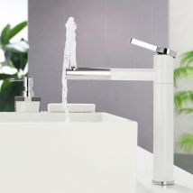Start - Robinet Lavabo Salle de Bain Blanc 360 Pivotant Mitigeur évier en Laiton Monotrou pour Vasque Robinetterie Robinet Salle de Bain