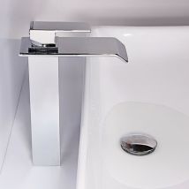 Lookshop - Robinet lavabo surélevé sophistiqué avec bec en cascade en chromé poli