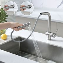 Robinet Cuisine avec Douchette Mitigeur Douchette d'évier Extractible à 2 Jets Mitigeur Evier Pivotant à 360° Mitigeur de Cuisine avec Barboteur