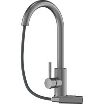 Granitan - robinet mélangeur de cuisine bec extractible gun krey steel tap loseto metallic