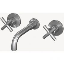 Kroos - Robinet mélangeur lavabo mural Nickel brossé - Corbeau