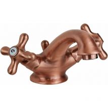 Paffoni - Robinet de lavabo à double levier avec bec courbé couleur cuivre Iris IRV065RM Cuivre - Iris - Vidage automatique 1'1/4