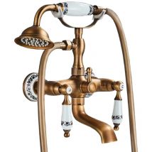 Mirlo - Robinet mélangeur mural rétro pour baignoire florina or ancien