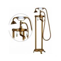 Mirlo - Robinet mélangeur sur colonnes rétro pour baignoire florina or ancien