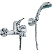 Mitigeur pour baignoire avec douche en chrome, complet avec tubes et fixations