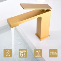 Imex Products - Robinet Mitigeur de Lavabo anti-calcaire Bec Bas Or Brossé imex pisa BDP048-1OC