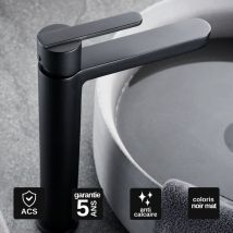 Imex Products - Robinet Mitigeur De Lavabo Anti-calcaire Bec Haut Noir Mat Imex Roma Bdr001-3ng