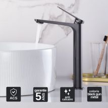 Imex Products - Robinet Mitigeur de Lavabo anti-calcaire Bec Haut Black Gun Métal imex napoles BDN047-3BGM