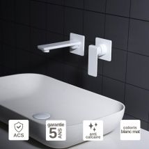 Imex Products - Robinet Mitigeur de Lavabo anti-calcaire Encastré Blanc Mat imex fiyi GLF016/BL