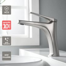 Robinet Mitigeur de Lavabo Bec Bas anti-calcaire Acier Inoxydable IMEX DELOS BDD055-1AC