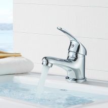 Robinet mitigeur de lavabo, Classic Brass Chrome Monobloc Bathroom Sink Taps with Sink Plug, Single Lever Morden Basin Taps