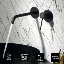 Robinet Mitigeur De Lavabo Anti-calcaire Encastré Noir Mat Imex Milos Stick Glis045/ng