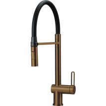 Robinet Mitigeur D'Évier De Cuisine En Acier Inoxydable Pvd Bronze Brossé Avec Double Douche Deante Magnetic Brmc72m Bronze