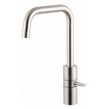 Pro Et Discount - Robinet mitigeur d'évier de cuisine haut à bec rotatif anticalcaire finition nickel brossé limiteur de débit