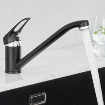 Mitigeur de Cuisine Noir en Laiton - Rotatif à 360° - Robinet Cuisine Créatif avec Barboteur démontable pour Évier contre Fenêtre