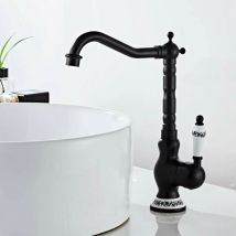 Robinet Mitigeur Evier de Cuisine en Laiton Antique Robinet de Salle de Bain Rétro Robinet à Levier Unique Robinets de Lavabo de Salle de Bain