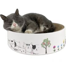 Grattoir Chat Carton, Griffoir pour Chat Rond Papier Ondulé, Multifonction Haute Densité Chat Scratcher Carton Recyclable Scratching Pad, Jouet