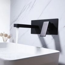 Sjqka - Grifo mezclador de lavabo de pared Grifo mezclador de baño con cascada Grifo oculto de caño extra ancho Grifo mezclador de lavabo de una