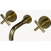 Kroos - Grifo monomando de pared para lavabo oro- Corbeau