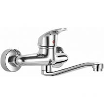 Sjqka - Robinet Mural Cuisine, Mitigeur Mural Inoxydable, Pivotant à pour Évier de Cuisine, Eau Chaude et Froide(argent)