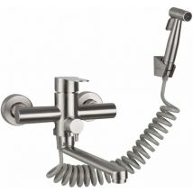 Ccykxa Robinet mural de cuisine Pistolet pulvérisateur mural Évier Robinet d'eau chaude et froide en acier inoxydable Égouttoir à linge mural de
