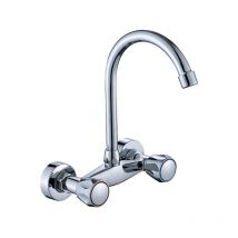 Robinet mural de cuisine pour évier, lave-linge et lavabo de salle de bain mural avec 2 boutons, aérateur d'économie. Chrome
