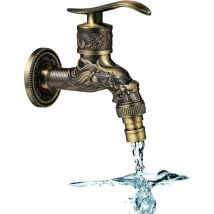 Robinet Mural Vintage, Robinet Mural RéTro en Laiton, Robinet en Laiton Antique, Robinet Sculpté par Dragon, Robinet Exterieur Jardin Mural, pour la