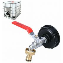 Robinet pour Cuve ibc 1000L - Double Robinet en Laiton avec Adaptateur de Réservoir d'Eau ibc 1/2' - Filetage Gros 60 mm (1/2)