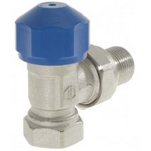 Robinet équerre thermostatisable Mâle Femelle 1/2" (15/21) avec douille écrou ezowell (bleu) - Conecterm