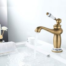 Litzee - Robinet Rétro Salle de Bain,Robinet de Lavabo Poignée en Céramique Mitigeur Monocommande Lavabo,Robinet Salle Bain Eau Chaude et Froide,